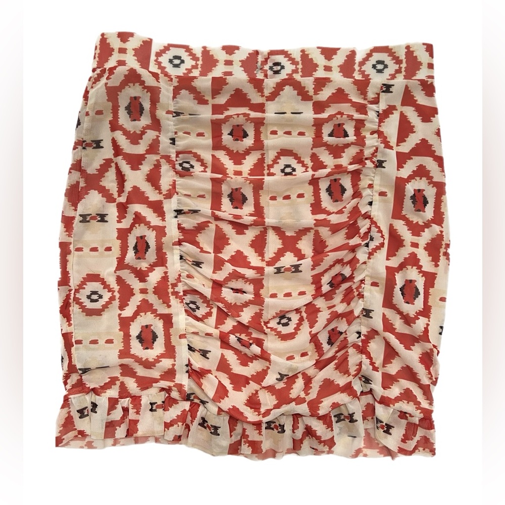 Free People Romi Ruched Mesh Mini Skirt Size Large NWOT